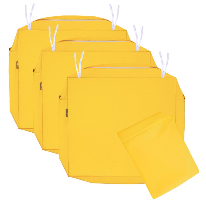 NettyPro Patio Chair Seat Cushion Covers Set 4, Waterproof Outdoor Furniture Cushion Slipcovers with Zipper and Tie, 22 x 20 x 4 Inch, Replacement Cover Only, Yellow - Image 1