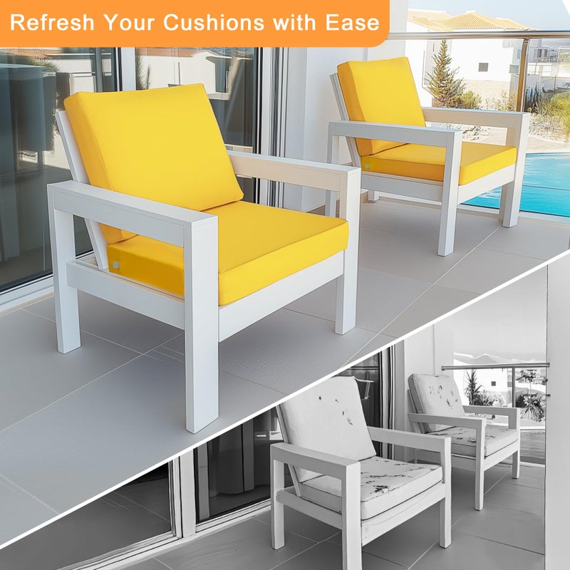 NettyPro Patio Chair Seat Cushion Covers Set 4, Waterproof Outdoor Furniture Cushion Slipcovers with Zipper and Tie, 22 x 20 x 4 Inch, Replacement Cover Only, Yellow - Image 5