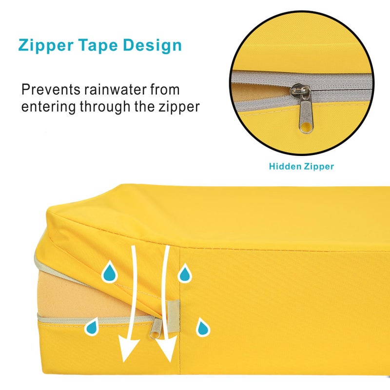 NettyPro Patio Chair Seat Cushion Covers Set 4, Waterproof Outdoor Furniture Cushion Slipcovers with Zipper and Tie, 22 x 20 x 4 Inch, Replacement Cover Only, Yellow - Image 3