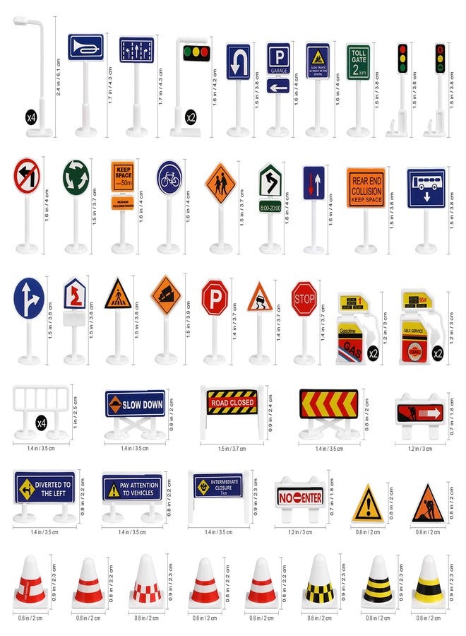 Toddmomy 56Pcs Traffic Road Signs Playset Street Signs, Mini Traffic Cones Crosswalk Signal Toys Traffic Lights for Children Safety Education Plaything - Image 4