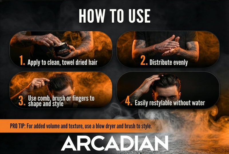 Arcadian Grooming Clay Pomade for Men – Vegan Matte Finish, Strong High Hold, 4oz - Image 4