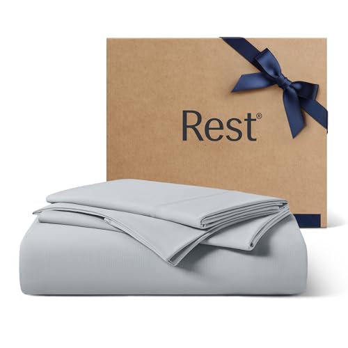 REST® Evercool®+ Starter Sheet Set, Queen, Light Gray, Breathable Bed Sheets for Hot Sleeper and Night Sweats, with Pillowcases, Ionic+ Self-Cleaning Silver Yarn for Sensitive Skin, 3PCS No Flat Sheet - Image 1