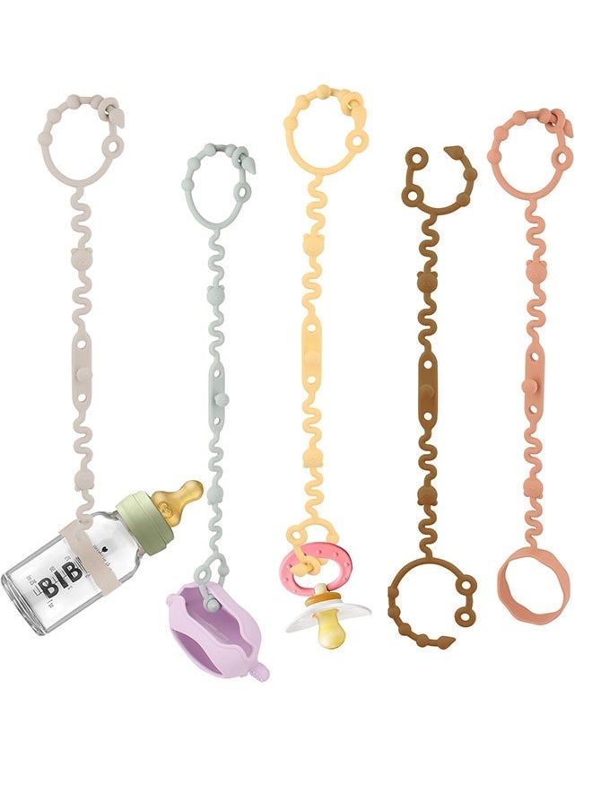 ZVEV 5-Piece Silicone Adjustable Stroller Straps for Baby, BPA Free Teether Toy and Sippy Cup Holder Straps for Strollers High Chair and Car Seat, Multicolor - Image 1