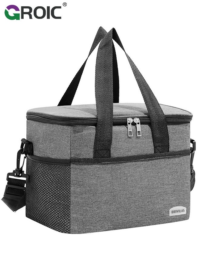 GROIC Portable Picnic Basket Large Capacity Lunch Bag Picnic Cooler Bag Insulated Picnic Basket, Picnic Cooler, Oxford Cloth Crossbody Portable Outdoor Picnic Bag Picnic Supplies Camping Accessories  - Image 1