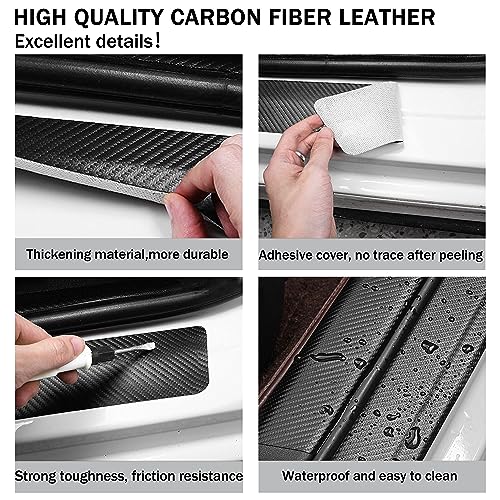 YOSRTER 5PCS Door Sill Guard Decoration Stickers for Dodge Charger Challenger Durango Journey Universal Fit to All Dodge Cars Fiber Leather Door Sill Protector（White Trim） - Image 4