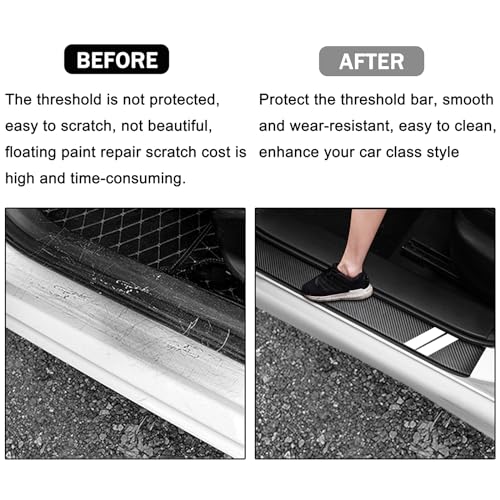 YOSRTER 5PCS Door Sill Guard Decoration Stickers for Dodge Charger Challenger Durango Journey Universal Fit to All Dodge Cars Fiber Leather Door Sill Protector（White Trim） - Image 5