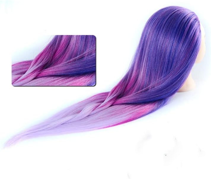 Pykisfp Training Head 26" colourMannequin Head Hair Styling Manikin Cosmetology Doll Head Synthetic Fiber Hair Hairdressing Training Model Free Clamp Exquisite gifts (Dream purple) - Image 5
