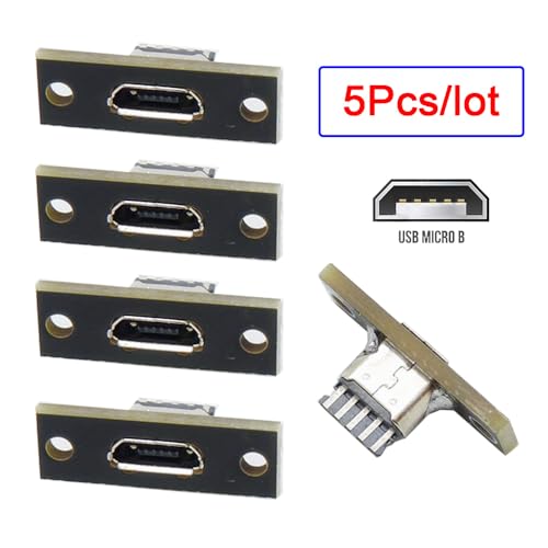 xiwai Micro-USB 5Pin Female Type-B DIY OEM Socket Connector Panel Mount Type with PC Board USB 2.0 Pinout 5pcs/Set - Image 3