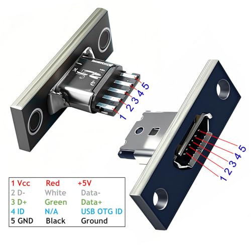 xiwai Micro-USB 5Pin Female Type-B DIY OEM Socket Connector Panel Mount Type with PC Board USB 2.0 Pinout 5pcs/Set - Image 2