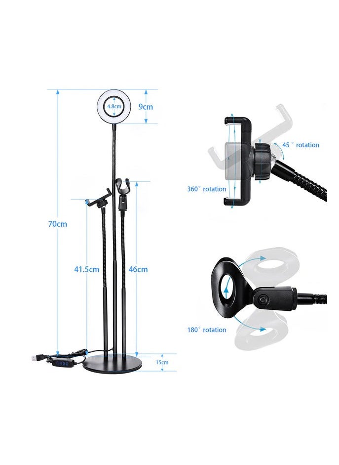 Generic - 3 in 1 Professional Live Stream Kit with Small USB Ring Light Mic Holder CellPhone Web Cam Holder Premium Stand For Makeup Video Shoots Live Video Calling And More - Image 1