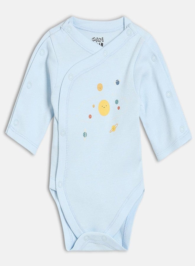 miniklub Baby Boys Front Open Full Sleeves Knitted Cotton Body Suit, Pack of 2, Yellow/Blue (EB) - Image 4