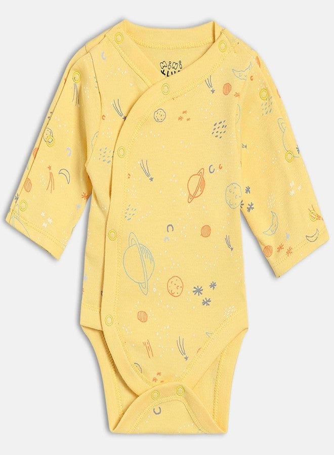 miniklub Baby Boys Front Open Full Sleeves Knitted Cotton Body Suit, Pack of 2, Yellow/Blue (EB) - Image 3