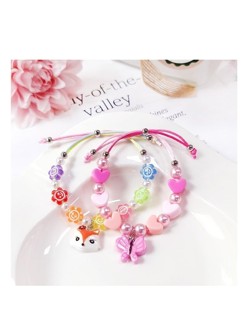 Excefore Cute Kids Bracelets, Beaded Bracelets for Girls, Colourful Toddler Hand Jewelry, Children Costume Jewelry Accessory, Little Girl Plastic Bracelets, Party Favor Girls Gifts  12 PCS - Image 3