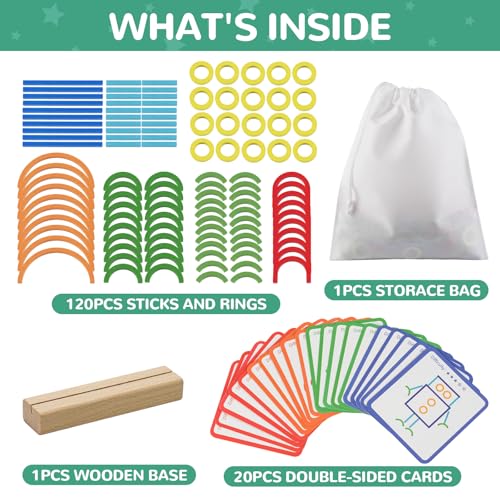 ISMETACU Montessori STEM Puzzle Toy for Kids Ages 36 Wooden Educational Manipulative for Fine Motor Skills Shape Color Matching Creative Building Activity Set for Preschool Kindergarten - Image 5