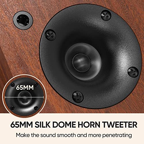 Saiyin Bluetooth Bookshelf Speakers for Record Player, Powered Studio Monitor Speaker with 5.2 Inch Woofer, Horn Tweeter and Optical RCA Inputs, Subwoofer Line Out for Turnable. - Image 2