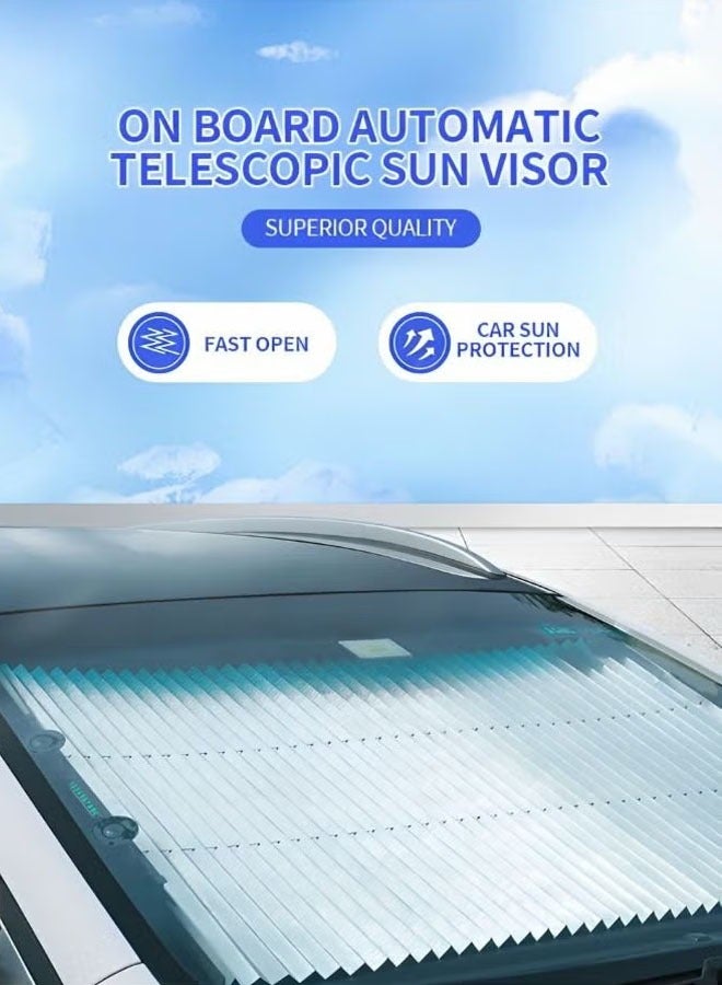 Car Windshield Sunshade Front Windshield Reflective Sunshade Retractable Windshield Sun Shade  Sun Heat Protection  Block Uv Rays Keep Vehicle Cooler (Silvery) - Image 3