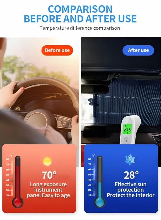 Car Windshield Sunshade Front Windshield Reflective Sunshade Retractable Windshield Sun Shade  Sun Heat Protection  Block Uv Rays Keep Vehicle Cooler (Silvery) - Image 4