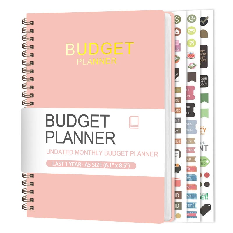 VALOME Budget Planner - Monthly Budget Book with Expense Tracker Notebook, Undated Bill Organizer & Finance Planner to Take Control of Your Money, Account Book to Manage Your Finances (Pink) - Image 1