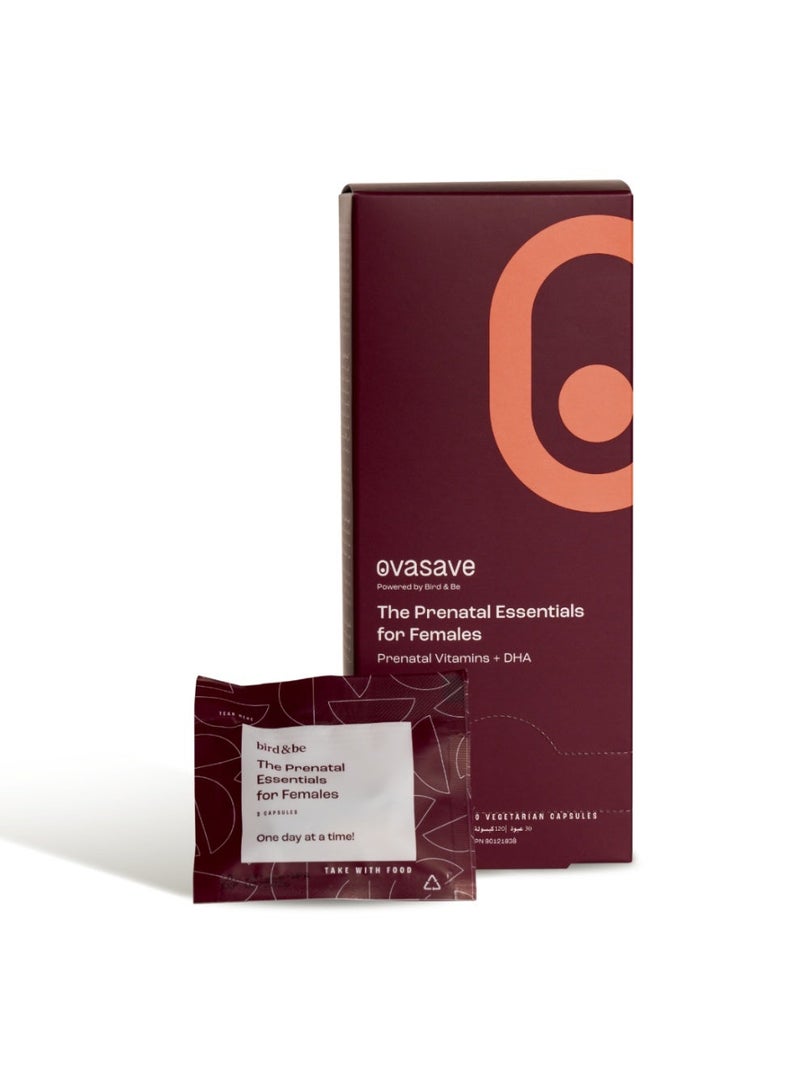 Ovasave Prenatal Essentials 120 Softgels for Pregnancy Support with 24 Key Nutrients including Methylated Folate, Choline, DHA & Iron - Image 1
