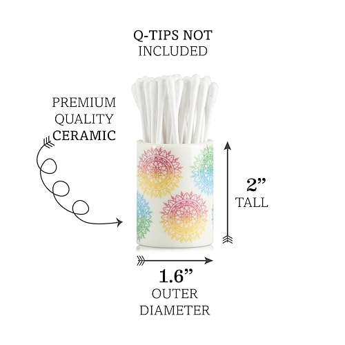 Home Haven Qtip Holder - Boho Mandelas Design - Q Tip Holder for Bathroom, Floss Pick Holder, Cotton Swab Holder, Bathroom Sink Decor, Flosser Holder, Bathroom Vanity Decor, Cute Bathroom Decor - Image 3