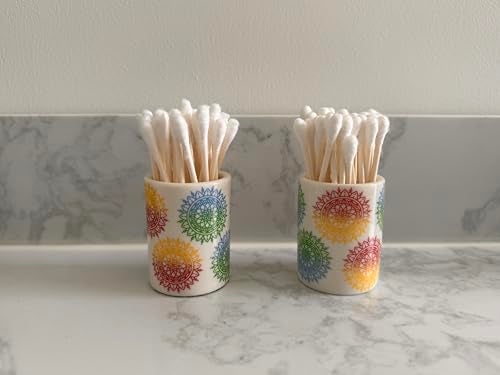 Home Haven Qtip Holder - Boho Mandelas Design - Q Tip Holder for Bathroom, Floss Pick Holder, Cotton Swab Holder, Bathroom Sink Decor, Flosser Holder, Bathroom Vanity Decor, Cute Bathroom Decor - Image 5