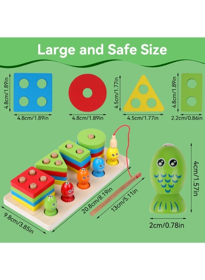 TOY GARDEN 2-in-1 Magnetic Fishing Game with Shape Sorter Educational Wooden Toy for Toddlers Creative Learning Playset for Boys and Girls High Quality Fine Motor Skills Development Birthday Gift for Kids - Image 4
