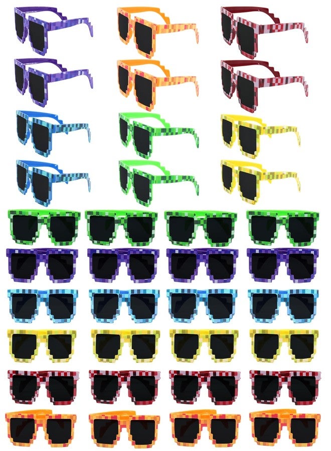 Timisea Pixel Sunglasses 36 Pairs Colorful Glasses,Pixel Theme Party Favors,Pixel Glasses for Adults,Birthday Party Supplies - Image 1