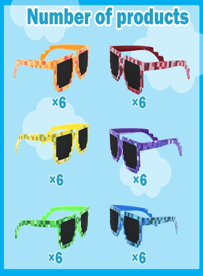 Timisea Pixel Sunglasses 36 Pairs Colorful Glasses,Pixel Theme Party Favors,Pixel Glasses for Adults,Birthday Party Supplies - Image 4