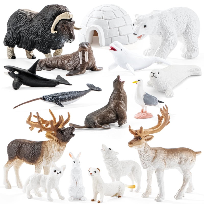 THINKBAY 16PCS Mini Arctic Animals Figurines Toys Winter Polar Animals Toys for Kids Include Polar Bear Caribou Orca Wolf Figurines Cake Toppers Birthday Gifts for Preschool Kids - Image 3