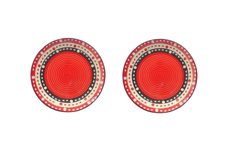 Caffeine Ceramic Handmade Stoneware Red Dotted Quarter Plate 7”(Set of 2 Dishwasher & Microwave Safe) - Image 5