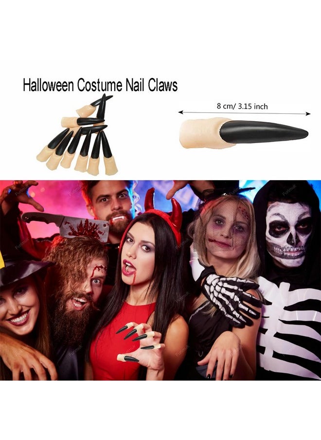 Furimuk - Halloween Costume Nail Claws Fake Witch Fingernail Arrow Claw Rings Cosplay Nail Finger Tips For Halloween Party Prop Talon Claw Paw Fingertip Witch Claws Armor Finger Gothic Vampire Nails 10Pcs - Image 1