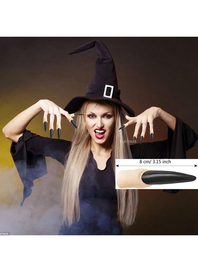 Furimuk - Halloween Costume Nail Claws Fake Witch Fingernail Arrow Claw Rings Cosplay Nail Finger Tips For Halloween Party Prop Talon Claw Paw Fingertip Witch Claws Armor Finger Gothic Vampire Nails 10Pcs - Image 1
