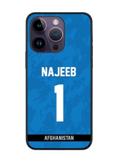 Rugged Black Edge Case iPhone 14 Pro, Slim fit Soft Case Flexible Rubber Edges Thin Cover - Player Name - Najibullah Zadran, Jersey Number- 1