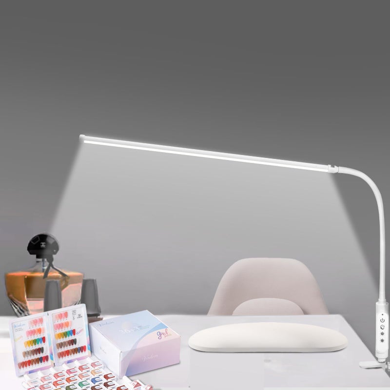 CGBE Nail Light for Desk: 360Â° Adjustable Nail Lamp for Desk with 3 Color Modes 5 Brightness, 23.6-Inch Led Desk Lamp for Salon Manicurist Tattoo Crafts Sewing Work Reading Game - Image 1