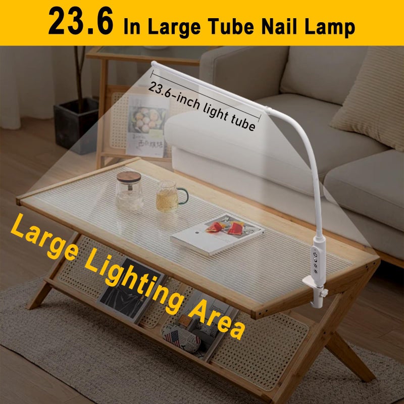 CGBE Nail Light for Desk: 360Â° Adjustable Nail Lamp for Desk with 3 Color Modes 5 Brightness, 23.6-Inch Led Desk Lamp for Salon Manicurist Tattoo Crafts Sewing Work Reading Game - Image 2