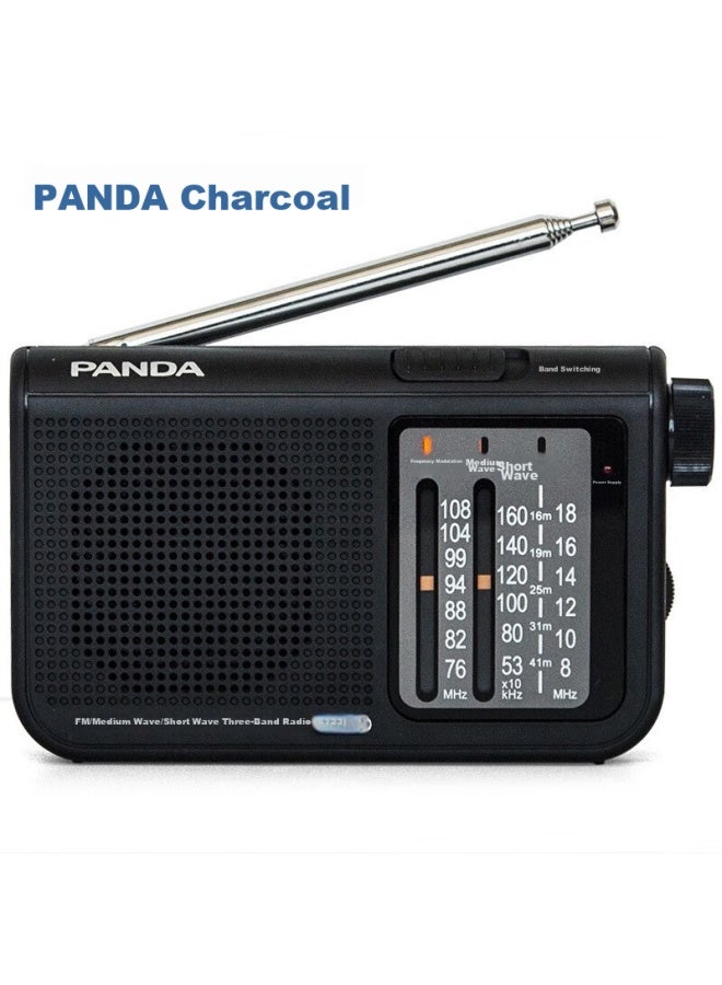 Panda Portable Mini Pocket Radio For Elderly, All-band Semiconductor Dial Car Radio Backup (black) - Image 1