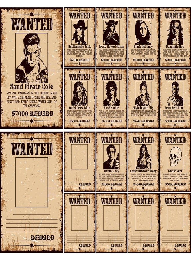 OBUSATT 18 Pcs Pirate Wanted Posters Wanted Photo Sign Cutouts Pirate Party Decorations Picture Frames Props with Photo Opening to Hold 7 X 7 Photos for Historical Reenactment Treasure Nautical Party Supplies - Image 1