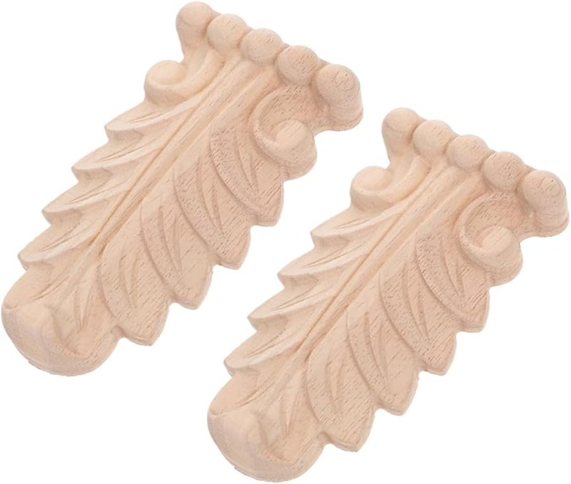 زخارف زاوية منحوتة من الخشب غير المكتمل، كوابيل، ديكور منزلي، تطبيق قطعتين - Image 1