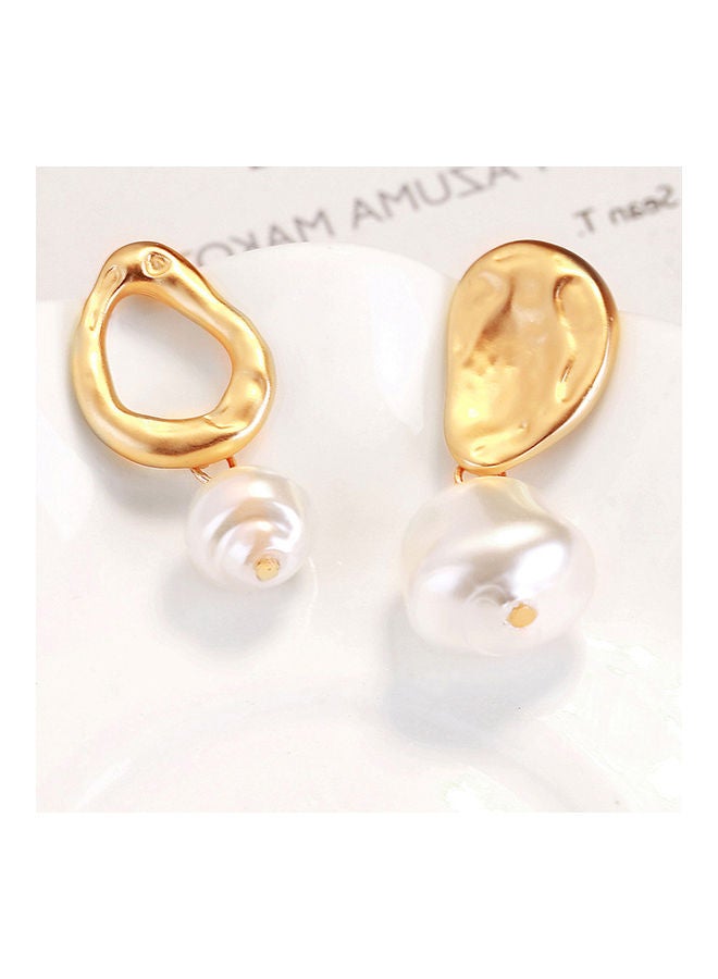 NIBEMINENT Faux Pearl Geometric Dangle Long Eardrop Leaverback Earrings - Image 2