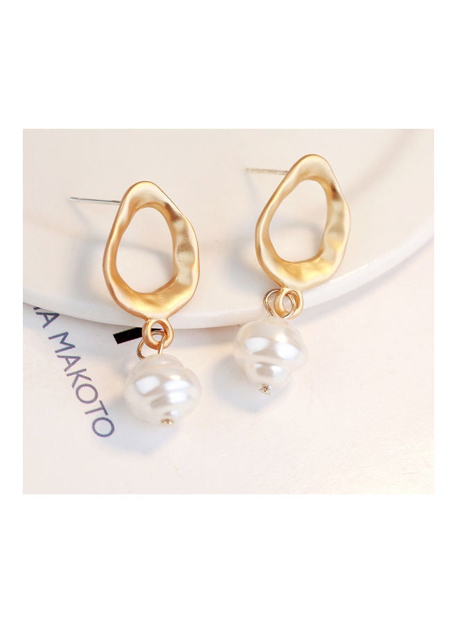 NIBEMINENT Faux Pearl Geometric Dangle Long Eardrop Leaverback Earrings - Image 3