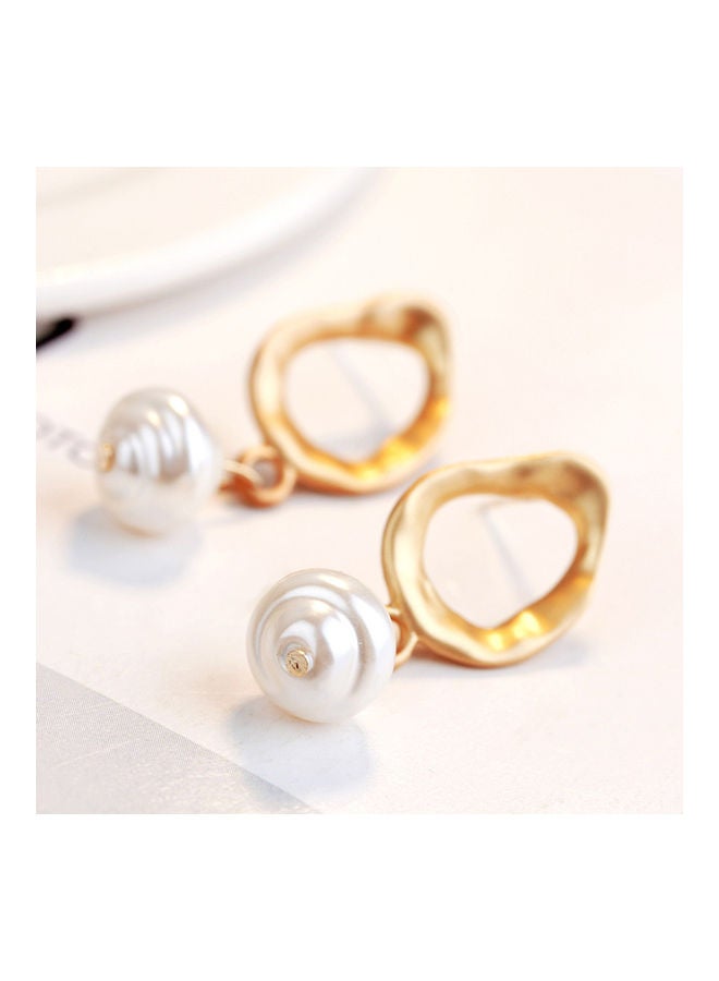 NIBEMINENT Faux Pearl Geometric Dangle Long Eardrop Leaverback Earrings - Image 5