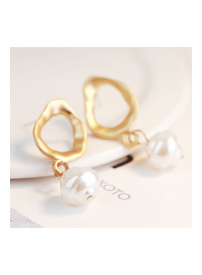 NIBEMINENT Faux Pearl Geometric Dangle Long Eardrop Leaverback Earrings - Image 4