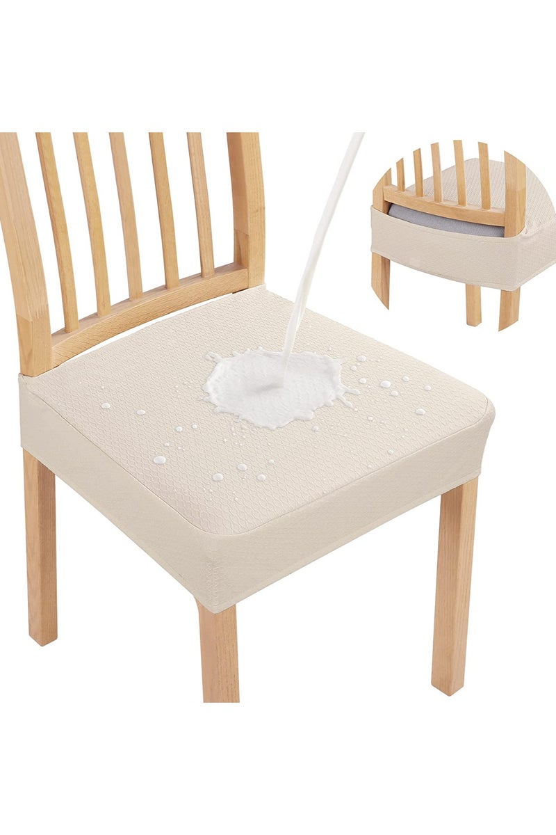 جينزيو أغطية مقاعد مقاومة للماء من جينزيو لكراسي غرفة الطعام، مجموعة من 6 قطع، أغطية مقاعد قابلة للتمدد من قماش الجاكارد، قابلة للإزالة والغسيل، بدون أغطية خلفية. - Image 1