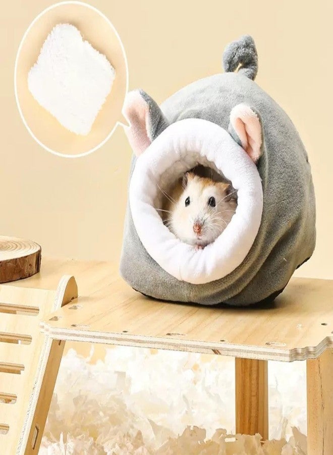 سرير هامستر دافئ من فاييناتو، عش نوم مريح، ملحقات قفص الحيوانات الصغيرة، مخبأ من الصوف المقاوم للمضغ للهامستر القزم، والجرذ، والفأر، والقنفذ، والسنجاب الطائر (نوع أذن الأرنب، رمادي) - Image 5