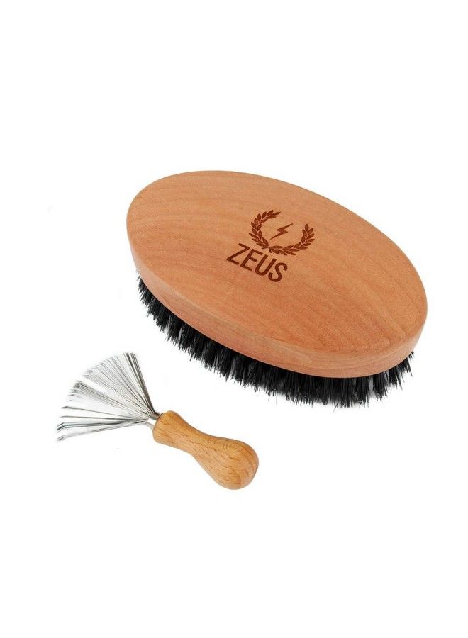 Zeus 100% Firm Boar Bristle Beard Brush Militarystyle Brush Gift Set With Brush Cleaner And Tin! (Firm Bristles) Q91 - Image 3