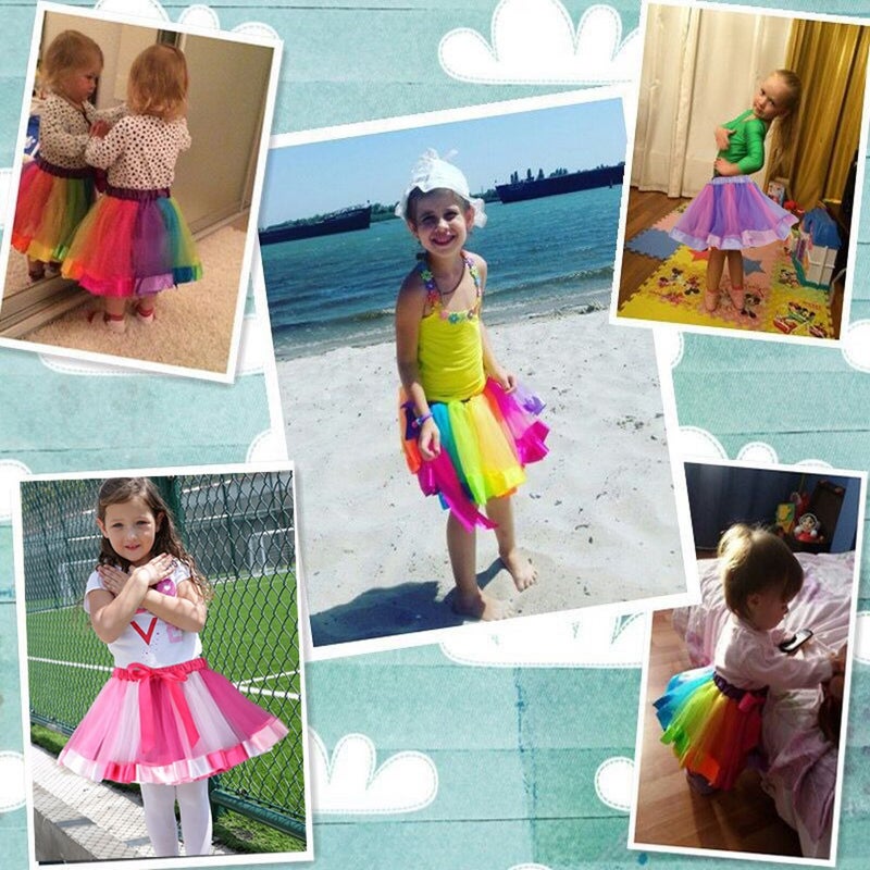 BGFKS LayeredTulle Rainbow Tutu Skirt for Newborn Baby Girls 1st Birthday Photography Outfit Sets. - Image 2