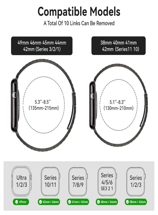 SUNFWR Compatible with Apple Watch Band 44mm 45mm 42mm 46mm 49mm for Men Women, Stainless Steel Metal iWatch Band for Apple Watch Series 11/10/9/8/7/6/5/4/3/2/1/SE/SE2/SE3 Ultra3/2/1 (No case) - Image 2