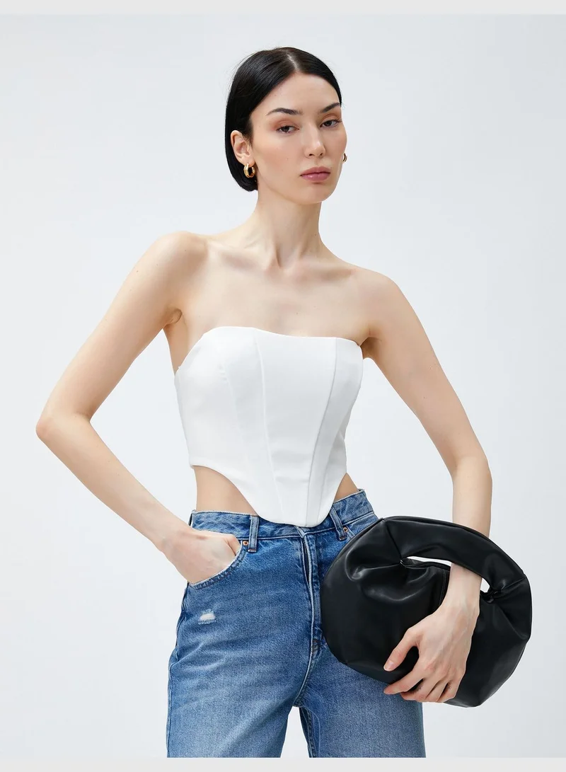 KOTON Corset Looking Top Strapless Back Zipper