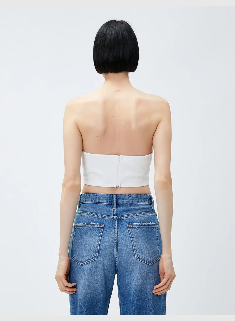 KOTON Corset Looking Top Strapless Back Zipper