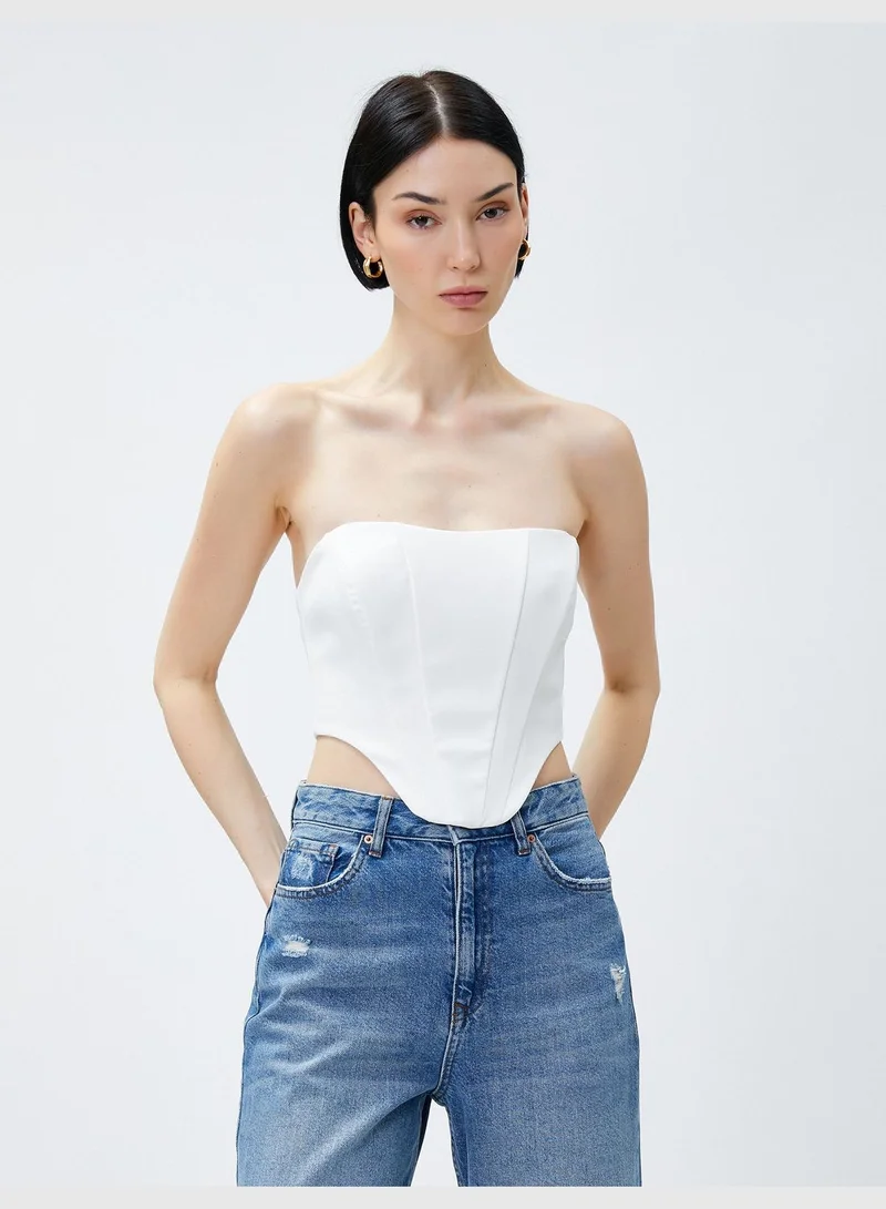 KOTON Corset Looking Top Strapless Back Zipper
